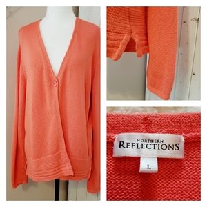 SOFT KNIT COTTON OPEN FRONT CARDIGAN peach